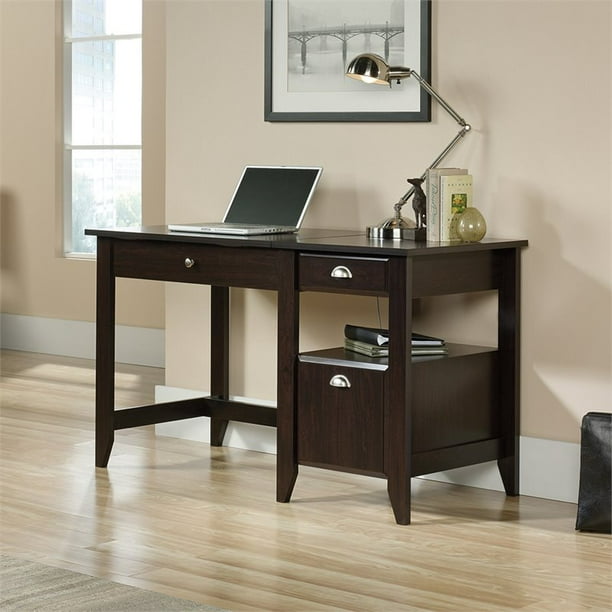 Sauder Shoal Creek Sit And Stand Lift Top Desk Jamocha Wood Finish Com Sauder Shoal Creek Sit And Stand Lift, Sauder Shoal Creek Collection Executive Desk Jamocha Wood