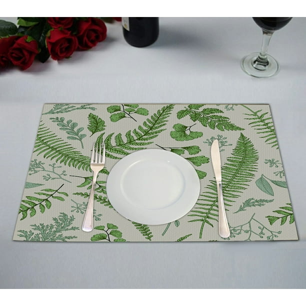 ABPHQTO Floral Leaves Herbs Botanical Boxwood Seeded Table Placemat