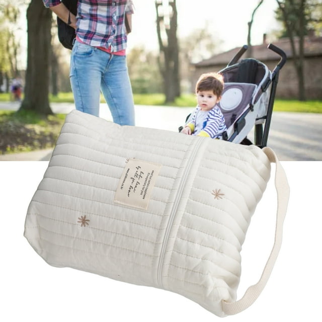 Sac à Couches avec Pochettes, Sac de Maternité Multifonction, Mini Sac à Couches, Sac à Couches en Coton Matelassé, Sac à Couches Mignon, Sac à Fermeture Éclair pour Bébé, pour Bouteilles, Lingettes, Tétines