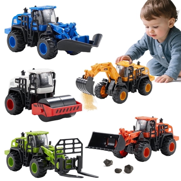 Dimoarch Construction Trucks Toys for Boys Ages 3 4 5 6, Toddlers Sandbox Beach Excavator Toys Vehicles Set, Friction Powered Toys Trucks, Boys Birthday Gifts