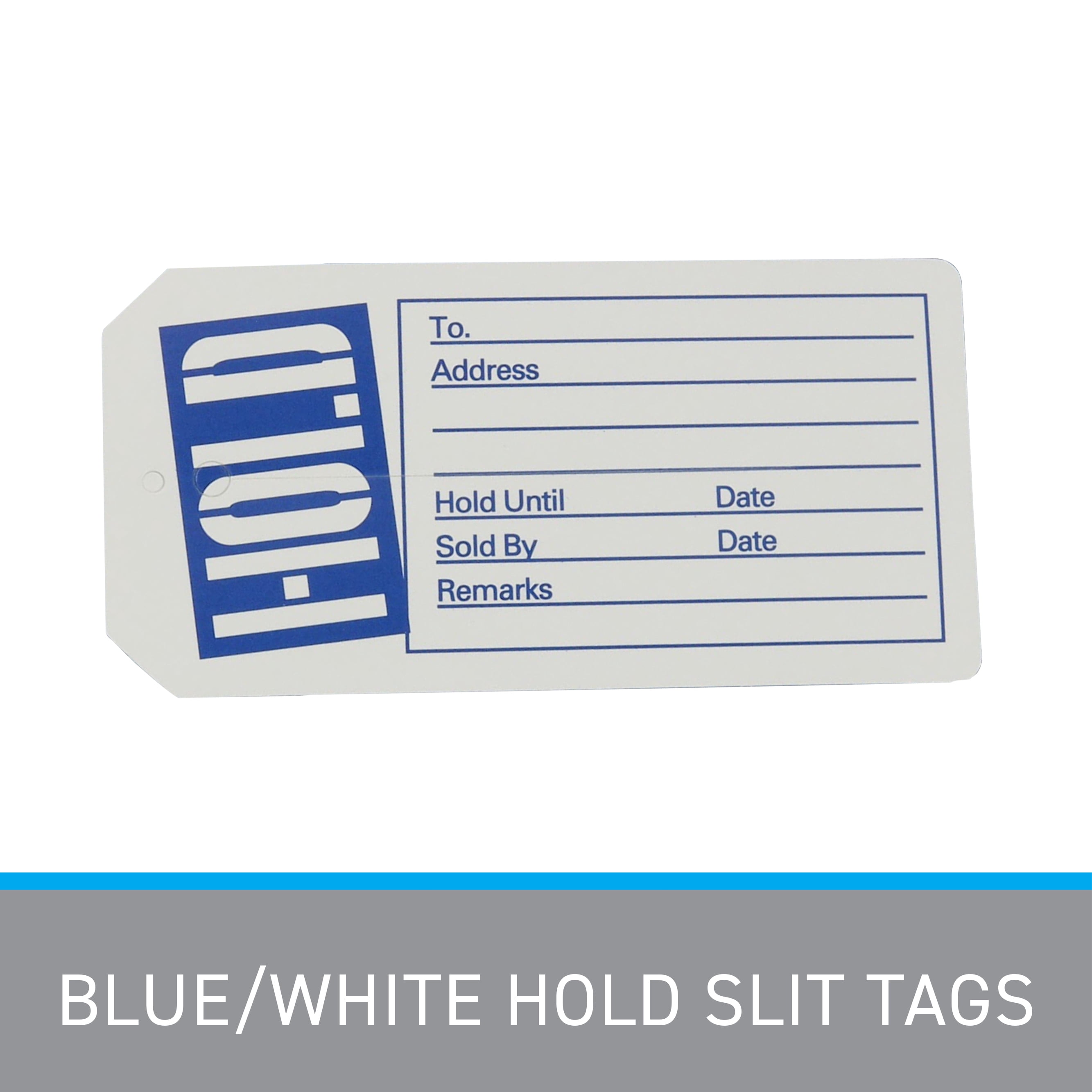 SSWBasics Blue/White Hold Slit Tags (2-3/8"W x 4-3/4"H ) - Box of 1000