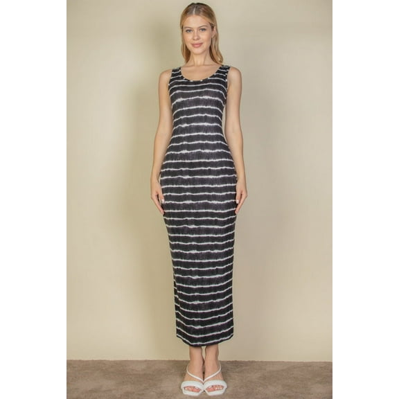 Tank bodycon maxi dress with tie-dye print