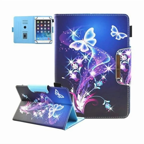 wonim11 JZCreater 10 Inch Tablet Case, Universal 10 10.1 Inch Android Tablet Cover, Multi-Angle Viewing Stand Case for 9.5-10.5 Inch Tablet, Purple Butterfly