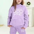 thumbnail image 2 of Toddler Girls Outfits Sets Winter Hoodie Joggers Comfy Casual Kids Print Fall Girls Clothes Purple Size 4-5T, 2 of 4