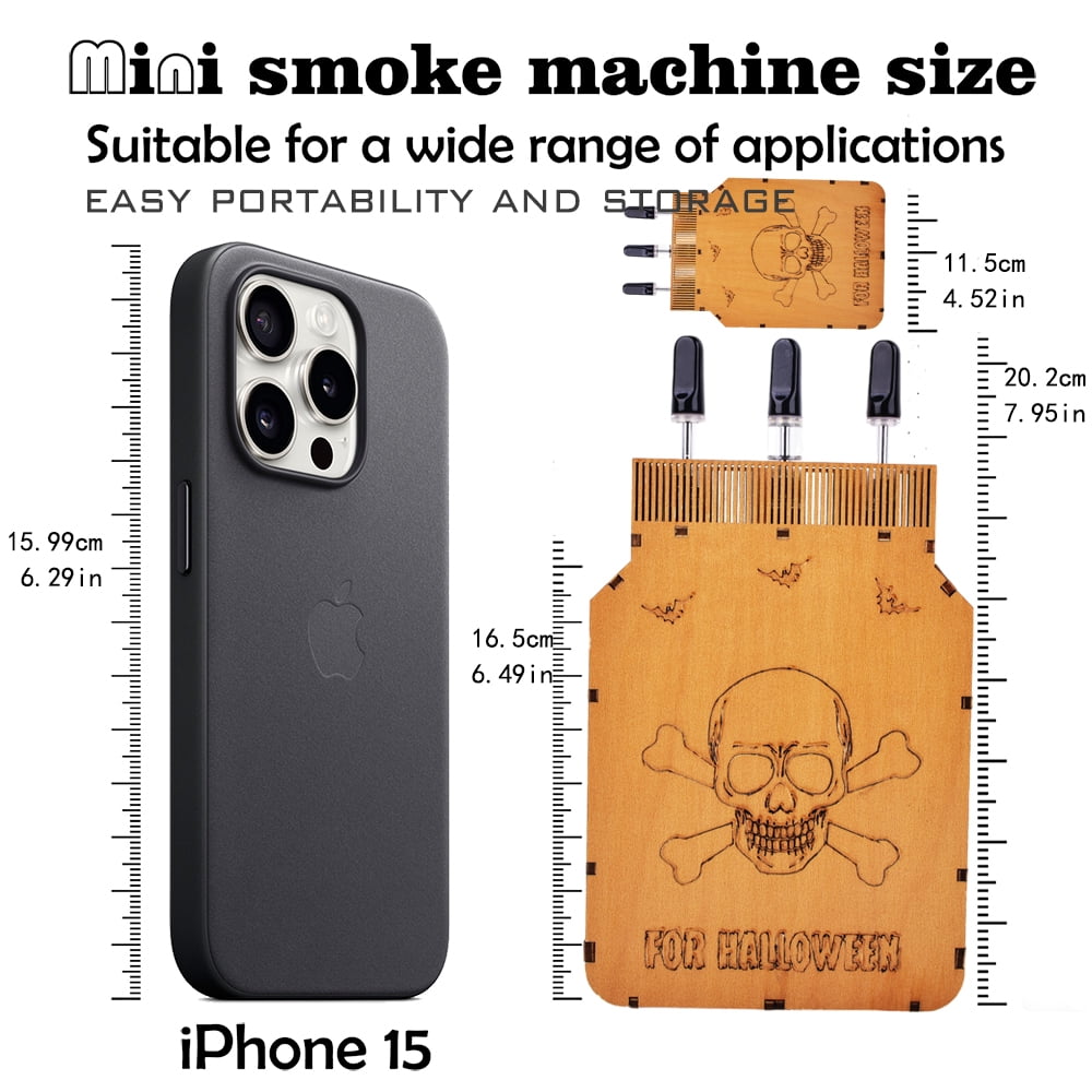 Fog Machine Halloween， Mini Handheld Wooden Smoke Machine Wireless Remote Control  Suitable for Photo Video Photography Outdoor Activities Party