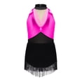 thumbnail image 4 of Doomiva Girls Sparkly Latin Dance Dress Sequin Sleeveless Fringe Tassel Color Block Cha Cha Jazz Dance Dress for Performance Hot Pink 14, 4 of 6