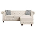thumbnail image 3 of ACME Waldina Tufted Linen Fabric Upholstered Reversible Sectional Sofa in Beige, 3 of 7