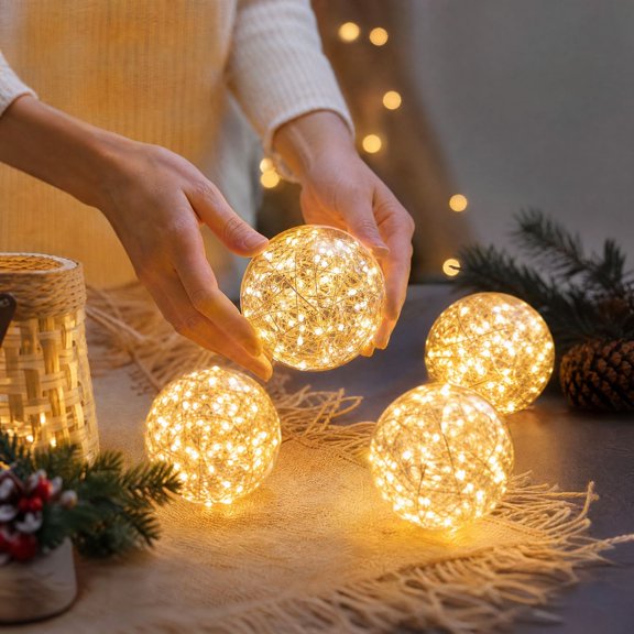 Christmas Light Up Ball Ornament, Glowing Hanging Tree Decoration For Holiday Home, Wreath, Garland, Fireplace Shelf, Party Table, Window Styling, Holiday Gatherings And Gift Giving,1pc