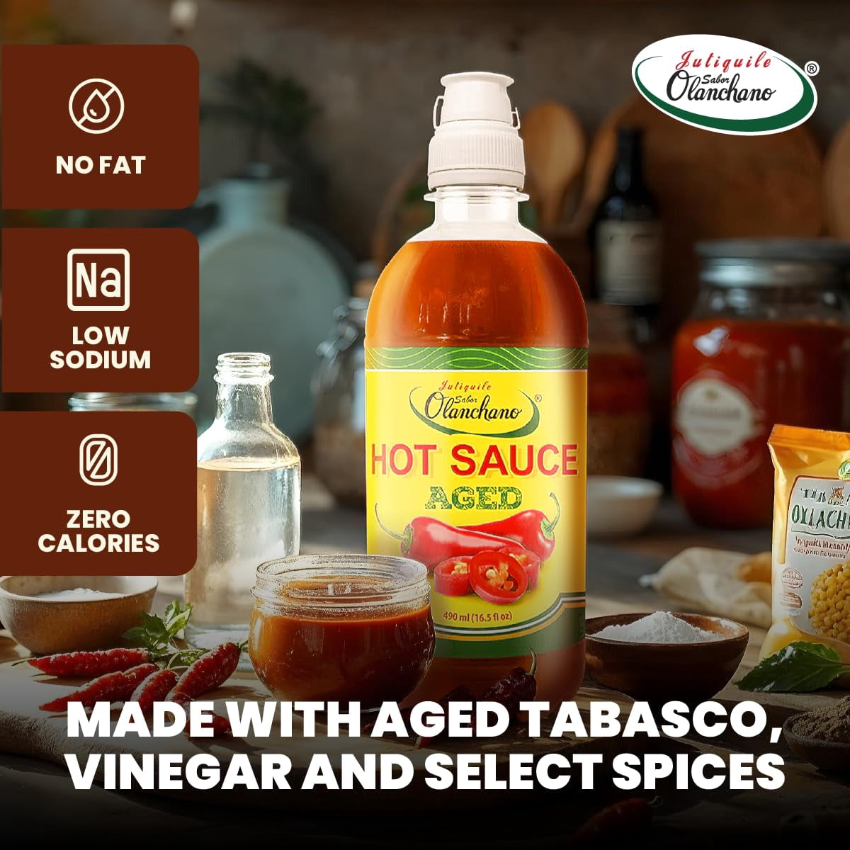 Jutiquile Sabor Olanchano Mild Hot Sauce from Olancho, Great for meals,16.5 Fl Oz, 6-Pack