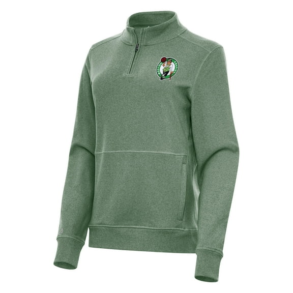Women's Antigua Hunter Green Boston Celtics Crush Quarter-Zip Fleece Sweatshirt