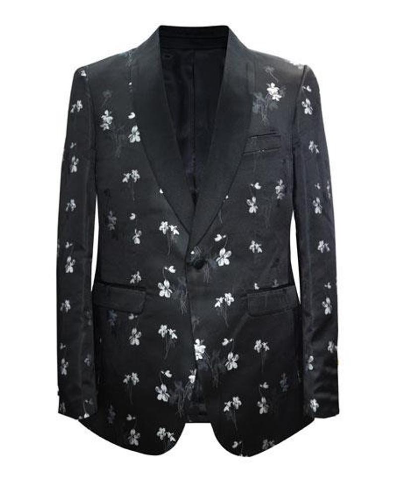 Men's 1 Button Paisley Pattern Matching Fashion Bow Tie Shawl Lapel Black Sport Coat Blazer Free Matching Bowtie - image 1 of 1