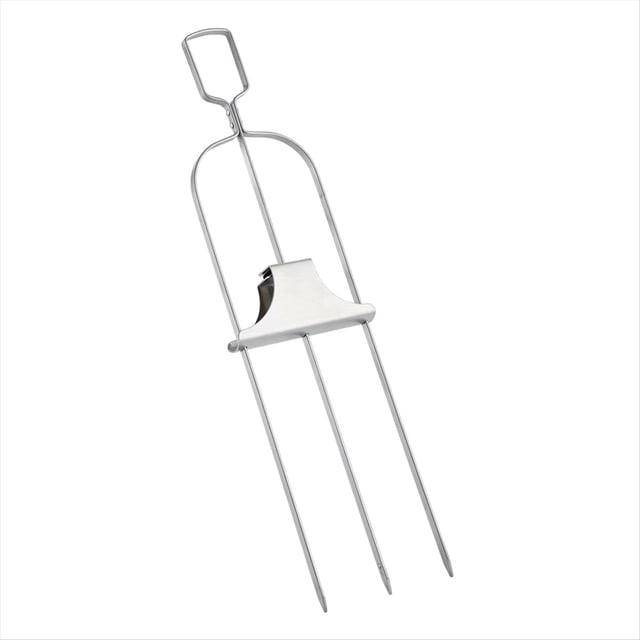 Brochetas de 3 Vías, Brochetas de Metal para Asar, Brocheta de Barbacoa de 3 Puntas, Brocheta de Parrilla de Metal con Barra Deslizante de Empuje