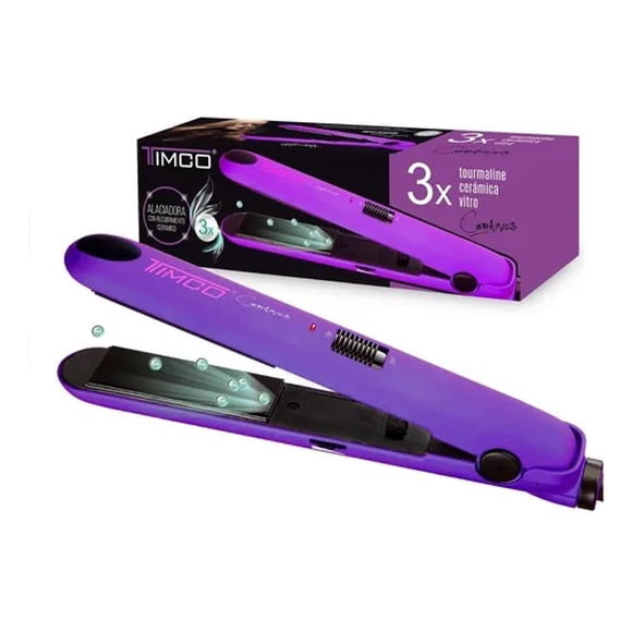 Plancha De Cabello Timco® 3x Cerámica + Iones Control Frizz Morado