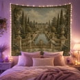 thumbnail image 2 of Mountain Garden Pond With Deer And Pine Trees, Serene Vintage Style for Nature Lovers, Rustic Cabin Decor, New Home Gift Tapestry Wall Hanging for Bedroom and Cabin, 2 of 7