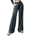 thumbnail image 3 of Liacowi High Waisted Velvet Pants for Women Elastic Waist Wide Leg Pants Loose Palazzo Pants Sweatpants with Pockets, 3 of 9