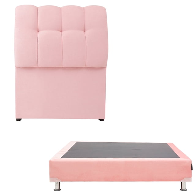 Box Base Cama Individual + Cabecera Nube Rosa