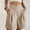 *Khaki, variant on ClodeEU Women's High Waisted Pleated Shorts,Casual Button Fly Loose Fit Wide Leg Shorts with Pockets Blue,Women's Plus L