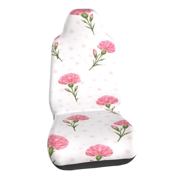 Pink Carnation Floral Car Seat Covers Stretch Car Seat Protectors Universal Fit