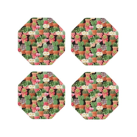

Leather Coasters with Heat-resistant for Drinks potted plant Cactus -标题2 Octagon