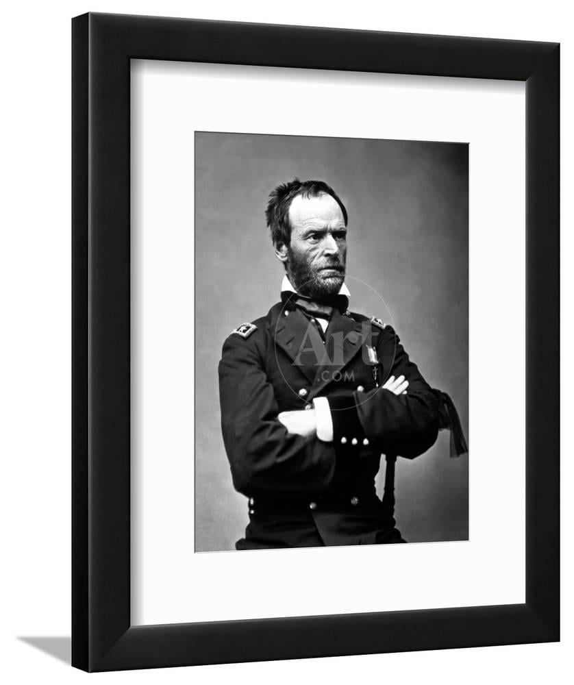 Digitally Restored Vector Portrait of General Sherman, Framed Art Print