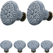 Tineasur Cabinet Door Knobs Ceramic Drawer Pulls Blue 6Pcs
