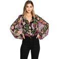 thumbnail image 4 of Flying Tomato Womens Chiffon Floral Bodysuit Top (Black, Large), 4 of 4