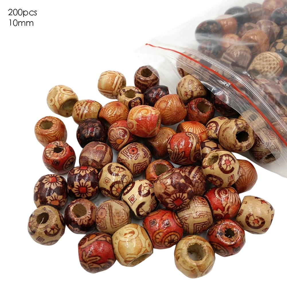 200Pcs/Set 12mm Mixed Large Hole Boho Wooden Beads DIY Materials Crafts Bracelet 