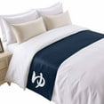 thumbnail image 2 of Bed Runner Scarf for Cal.King Size Bed, Japanese Style Beds Scarf Throws for Foot of Bedding, Modern Minimalist Navy Blue Decorative Beds Runners for Bedroom Guestroom, 102"x20", 2 of 8