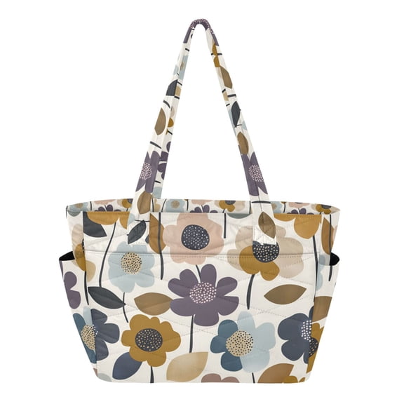 FORMRS Tote Bag for Women Quilted Large Capacity Travel Work Carry On Shoulder Handbag, Colorful Floral