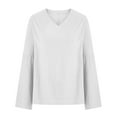 thumbnail image 4 of Ltctricy Long Sleeve Shirts for Women Trendy V Neck Solid Color Pleated Loose Tee Tops Casual Tunic Blouses(White,X-Large), 4 of 6