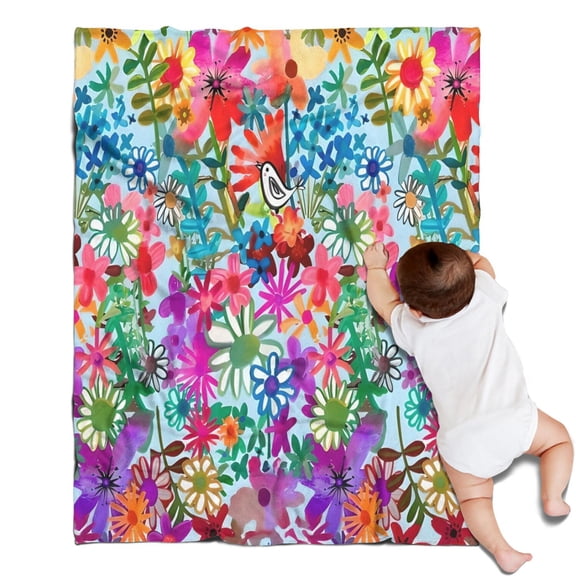Pioneer Flower Floral Print Pattern Blanket,Comfortable Soft Flannel Throw Blanket,All Season,Warm Lightweight Blankets for Sofa Bed Couch Living Room Chair,30"x40"