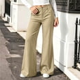thumbnail image 4 of Karymi Linen&nbsp;Pants&nbsp;Women Solid Double Button Zip Fly Flare Pants, High Waist Casual Bootcut Trousers with Pockets, 4 of 6