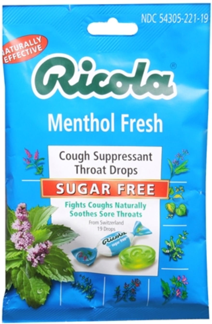 Ricola Sugar Free Throat Drops Menthol 19 Each (Pack of 6)
