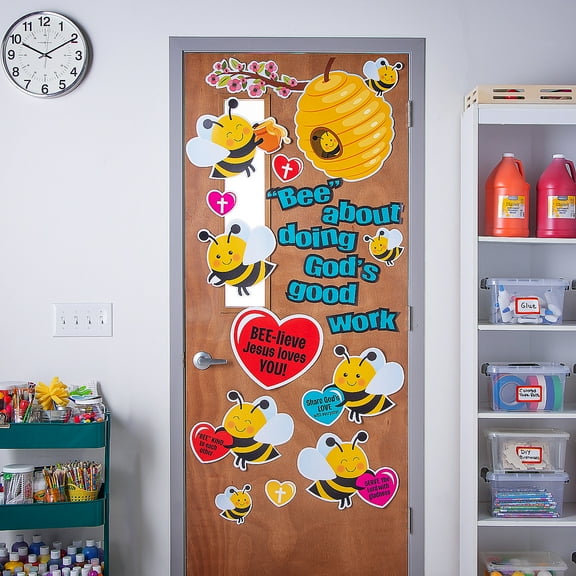 Fun Express Bee-lieve in God's Love Classroom Door Decorating Kit - 21 Pc
