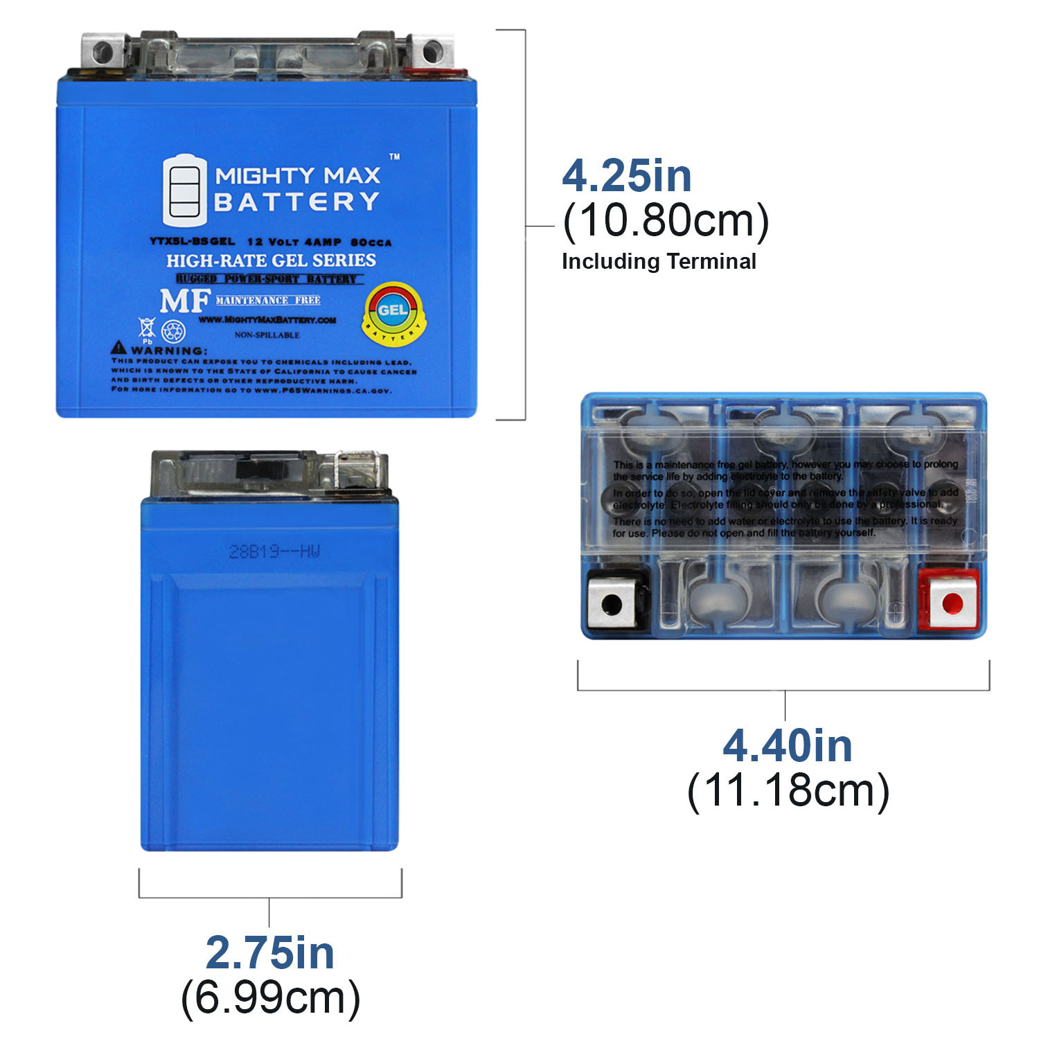 YTX5L-BS GEL Replacement Battery for EverStart ES5L-BS - image 2 of 6