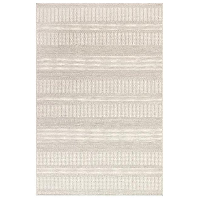 Transocean PYM58601011 Tapis Moderne à Rayures Liora Manne Plymouth Intérieur & Extérieur, Taupe - 4 Pi. 10 Po. x 7 Pi. 6 Po.
