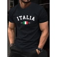 thumbnail image 1 of Camiseta con estampado gráfico ITALIA para hombre: cómoda y elástica, perfecta para actividades al aire libre en verano | Camiseta de cuello redondo de estilo urbano, camisetas informales, 1 of 5