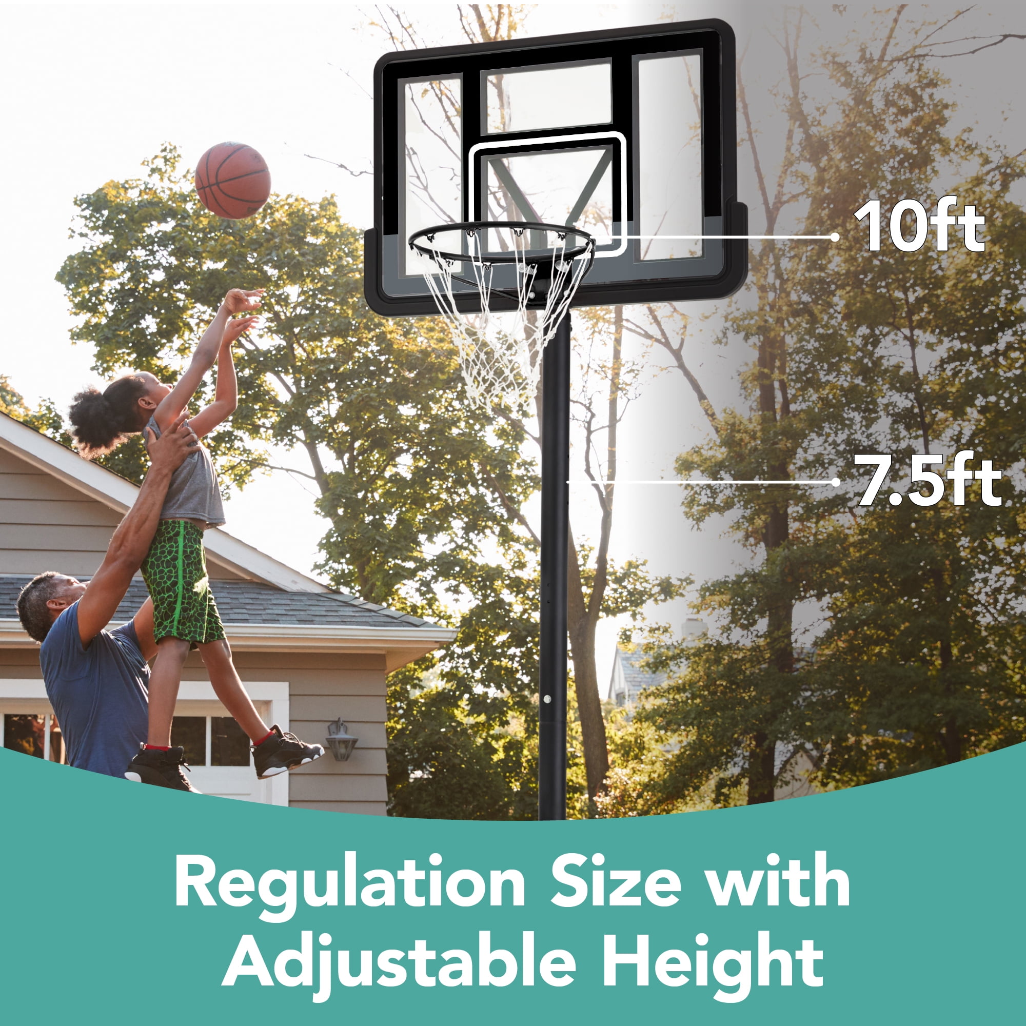 Best Choice Products Adjustable Regulation-Size Basketball Hoop, Portable Sport System w/ Fillable Base - Black/Gray