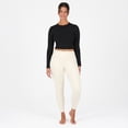 thumbnail image 5 of YITTY Active Women's UltraLuxe Long Sleeve Cropped Workout Top, Athleisure, 4-Way-Stretch, Iconic Black, S, 5 of 6