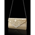 thumbnail image 3 of REMANLAND Champagne Gold Glitter Formal Clutch Bag, Matching Teardrop Crystal Necklace Earrings Bracelet Jewelry Set for Wedding Banquet, 3 of 7