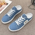 thumbnail image 2 of Mfakffe Womens Slip on Sneakers Summer Non Slip Sneakers Exercise Flat Shoes Casual Backless Canvas Shoes(Blue), 2 of 4