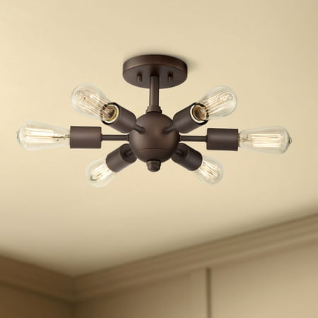 

Possini Euro Design Modern Industrial Ceiling Light Semi Flush Mount Fixture 13 Wide Oil Rubbed Bronze 6-Light Sputnik for Bedroom Kitchen Hallway