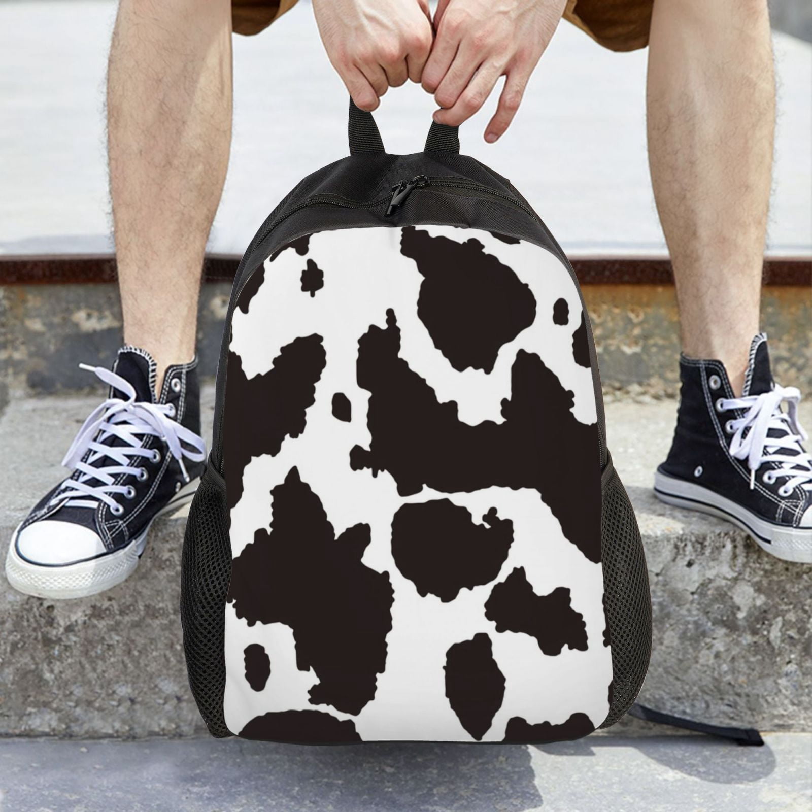 Defioc Cow Skin 2 Print Backpack -Travel,or Work Bookbag Daypacks with 15-Inch Laptop Sleeve and Dual Water Bottle Pockets
