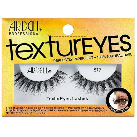 Ardell Professional TexturEyes 577 Eyelashes. 100% Natural Hair. Long Length, Full Volume. Flaired, Tousled look. 1 Pair