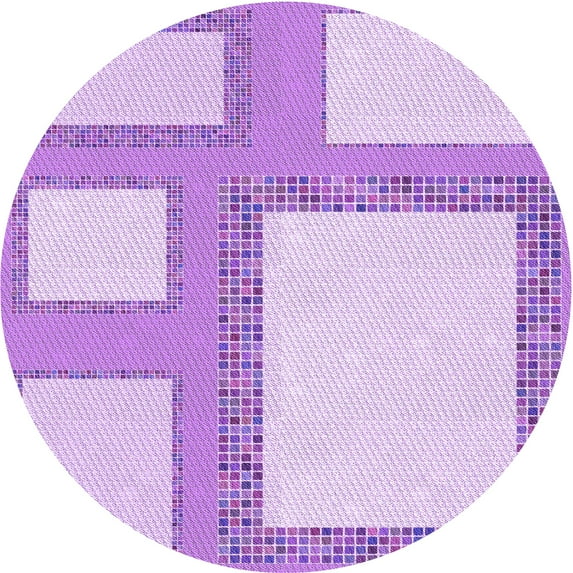 Ahgly Company Machine Washable Indoor Round Transitional Purple Area Rugs, 6' Round