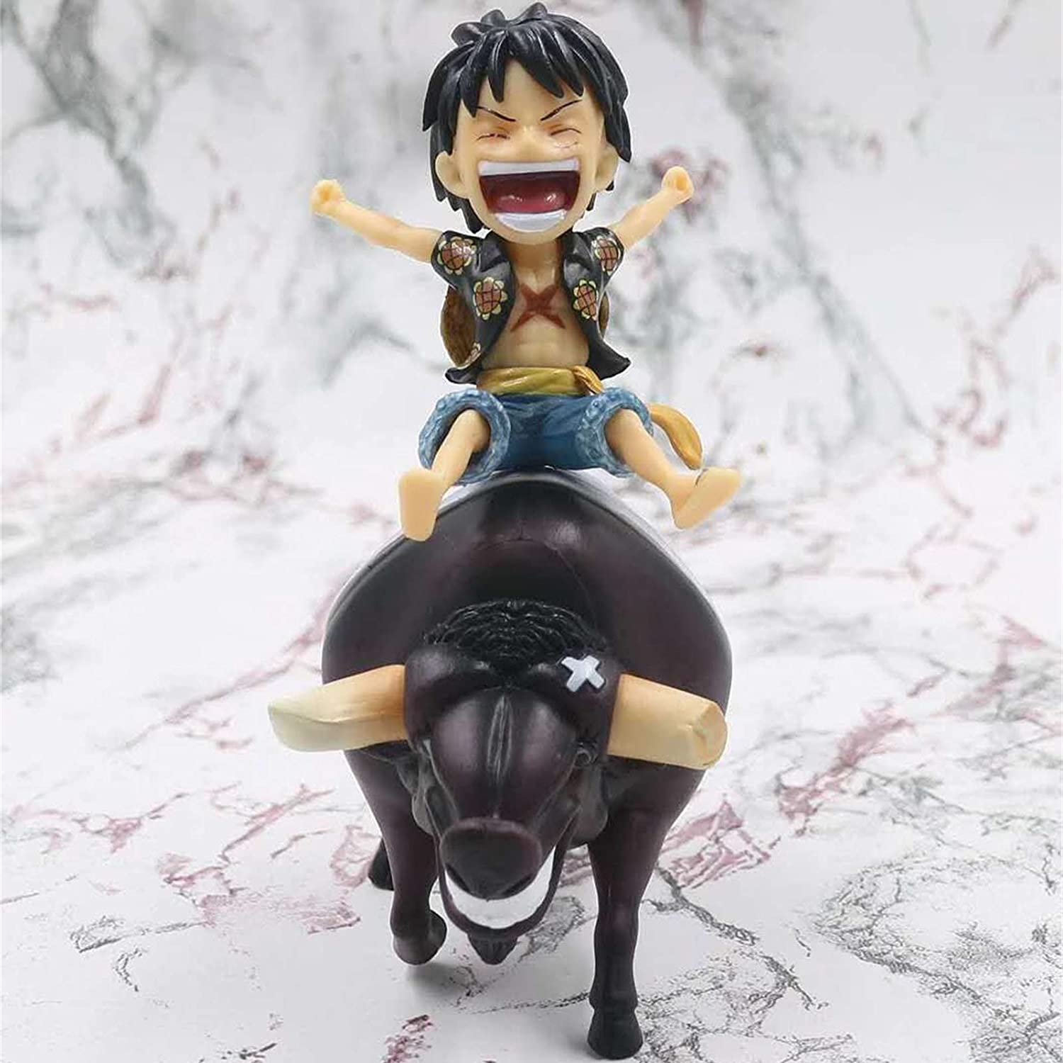 One Piece Anime Statues Monkey D. Luffy with Cow Mount 13cm Tall Anime