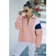 thumbnail image 4 of ABPHQTO Sudadera de mujer rosa con parche de bloque de color en el bíceps y media cremallera, 4 of 5