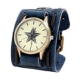 thumbnail image 1 of Reloj de pulsera con correa de cuero sintético, diseño vintage, cómodo, regalo de cumpleaños. azul, 1 of 9