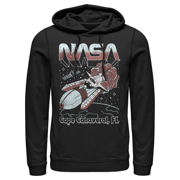 Men's NASA Cape Canaveral FL Blast Off Retro  Pull Over Hoodie Black Small