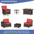 thumbnail image 3 of ALAULM Patio Conversation Set, 10-Piece Outdoor Furniture with Rattan Frame, Gas Fire Table and Sofa, Red, 3 of 6